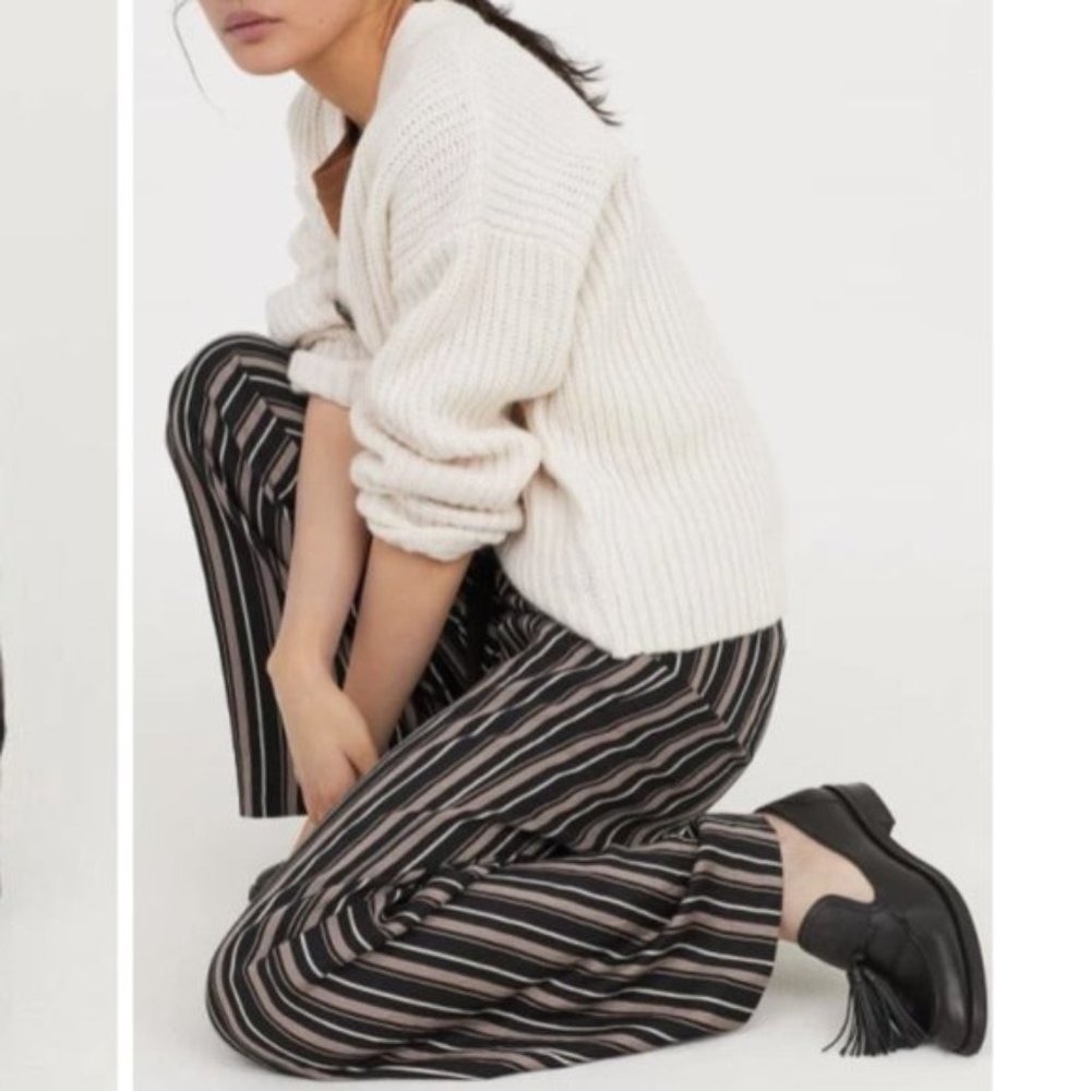 H&M Striped Wide-Leg Pants with Rope-look Belt - Picture 6 of 8